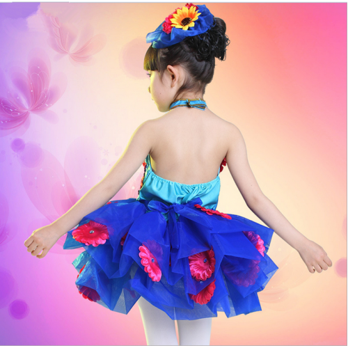 Children Modern Dance Tulle Dress Girl Ballet Dress Performance Leotard Costume Baby Girls Flower Jazz TUTU Dress